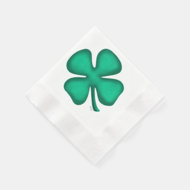 Lucky 4 Löv Irish Klöver, kronad cocktail napkin Pappersservett (Hörn)
