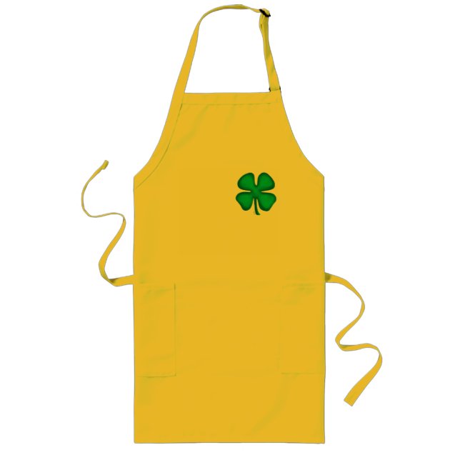 Lucky 4 Löv Irish Klöver Long gult Katron Långt Förkläde (Framsidan)