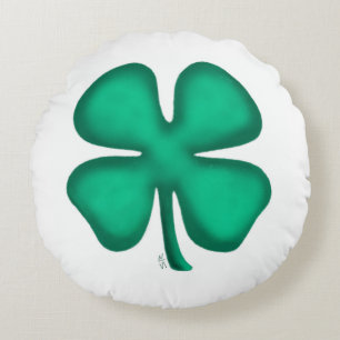 Lucky 4 Löv Irish Klöver round poly pelare Rund Kudde