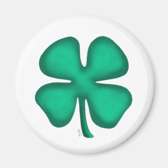 Lucky 4 Löv Irish Klöver runda magnet (Framsidan)