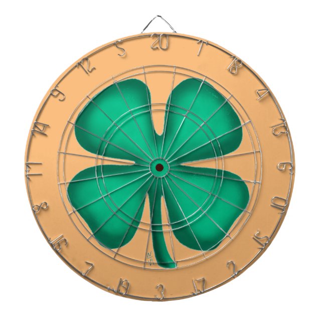 Lucky 4 Löv Irish Klöver tan Dartboard Darttavla (Framsidan)