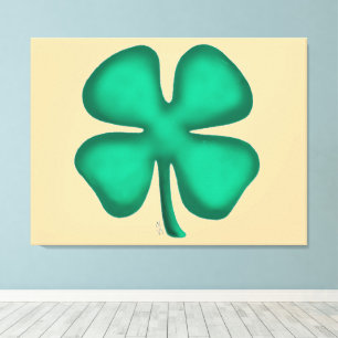 Lucky 4 Löv Irish Klöver tan kanvastryck
