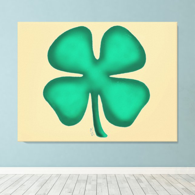 Lucky 4 Löv Irish Klöver tan kanvastryck (Insitu (trägolv))
