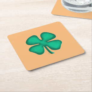 Lucky 4 Löv Irish Klöver tan papper drink Coasters Underlägg Papper Kvadrat