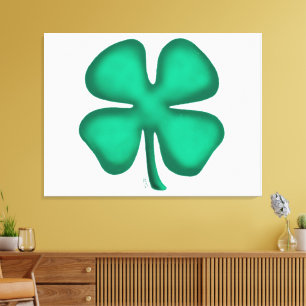 Lucky 4 Löv Irish Klöver vit kanvastryck