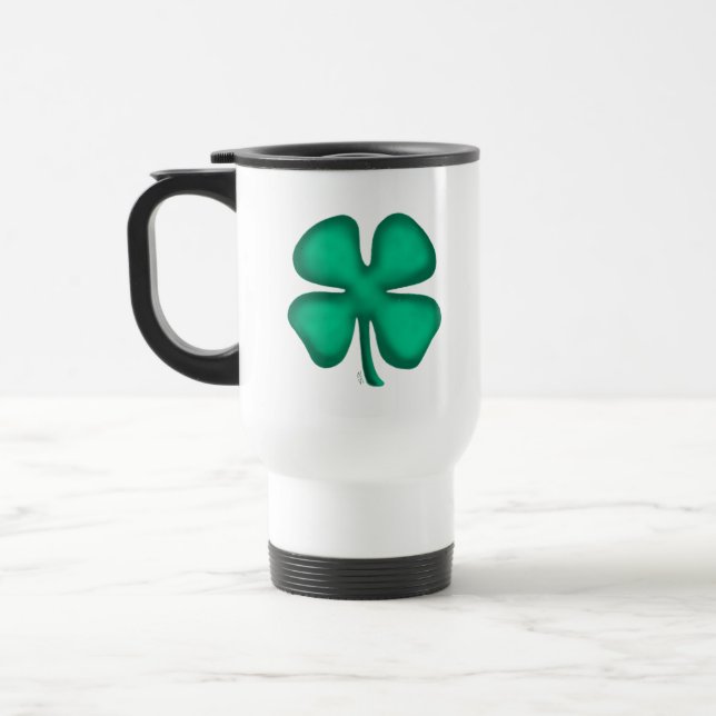 Lucky 4 Löv Irish Klöver vit resemugg (Vänster)