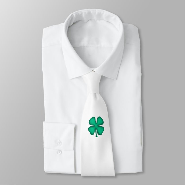 Lucky 4 Löv Irish Klöver white necktie Slips (Bunden)