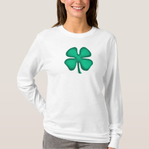 Lucky 4 Löv Irländska Klöver-kvinnor vit långskjor T Shirt