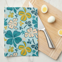 Lucky 4 Löv Shamrocks Klöver St. Patrick's Day Kökshandduk