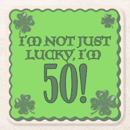 Lucky 50:e födelsedagen Underlägg Papper Kvadrat