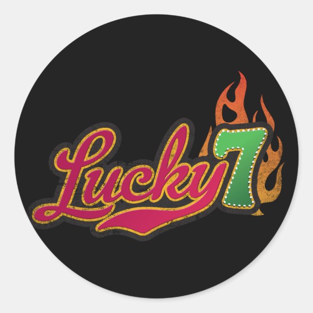 Lucky 7 - Lycka till Runt Klistermärke (Framsida)