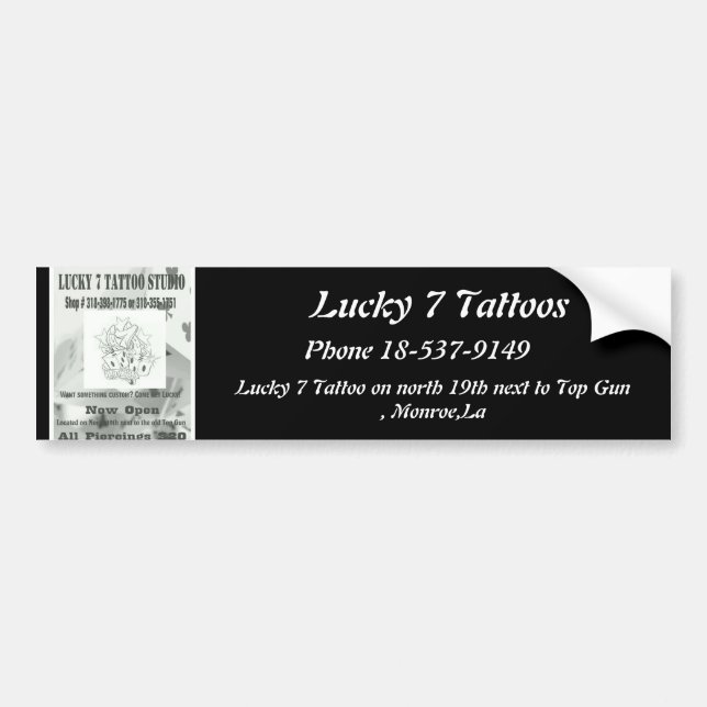 Lucky 7 Tattoos stötfångare Bildekal (Framsidan)