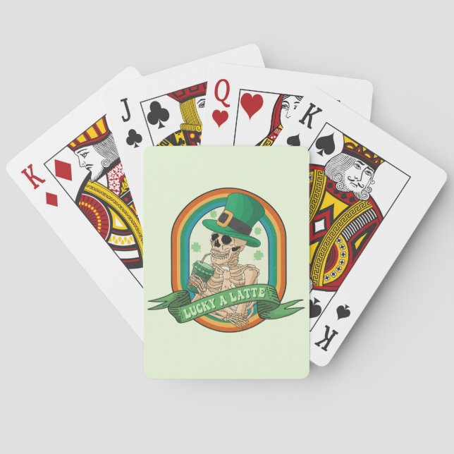 Lucky A Latte - Skeleton, kaffe och Klöver Casinokort (Baksidan)