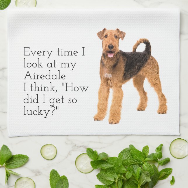 Lucky Airedale Kökshandduk (Vikta)