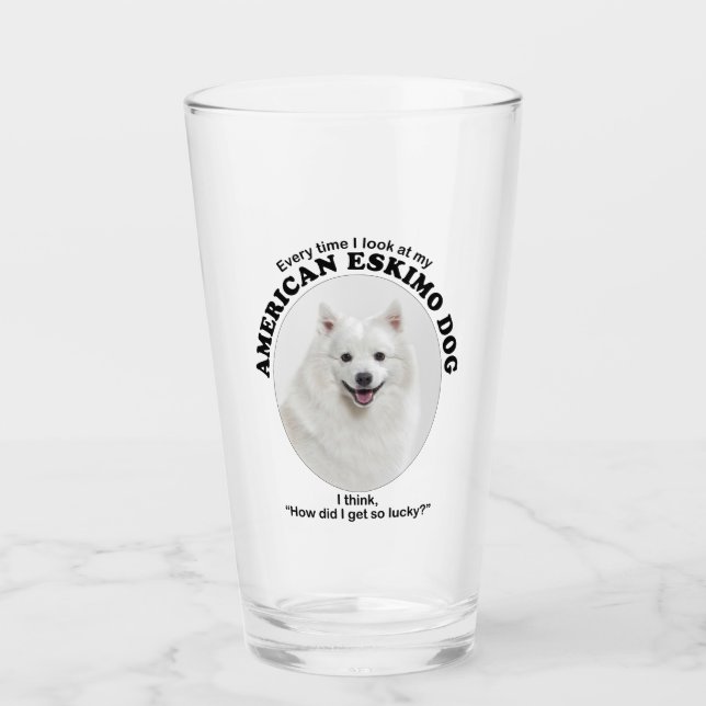 Lucky American Eskimo Hund Glaskopp (Framsida)