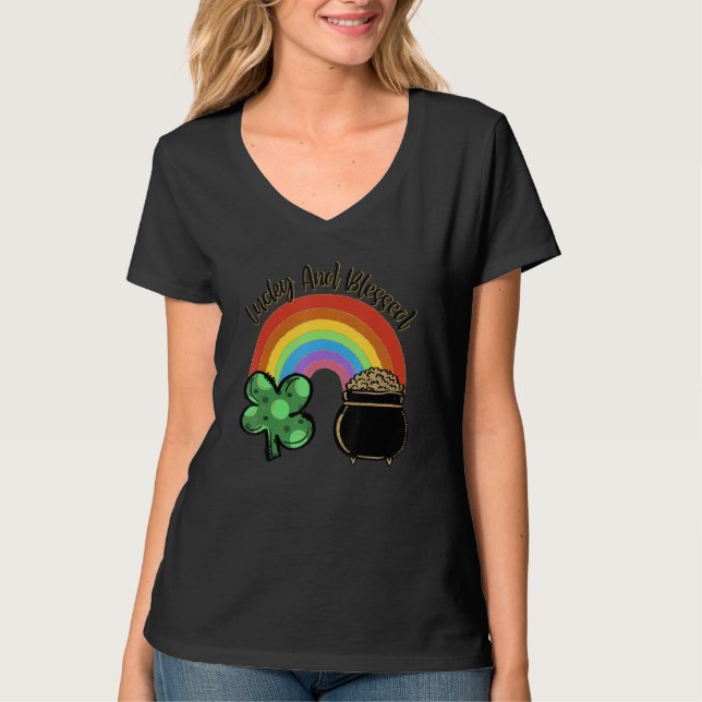 Lucky And Blessed Rainbow Saint Patrick's Day Sham T Shirt (Framsida)