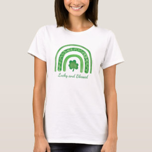 Lucky and Blsed-St patricks day-Irish-Shamrock T Shirt