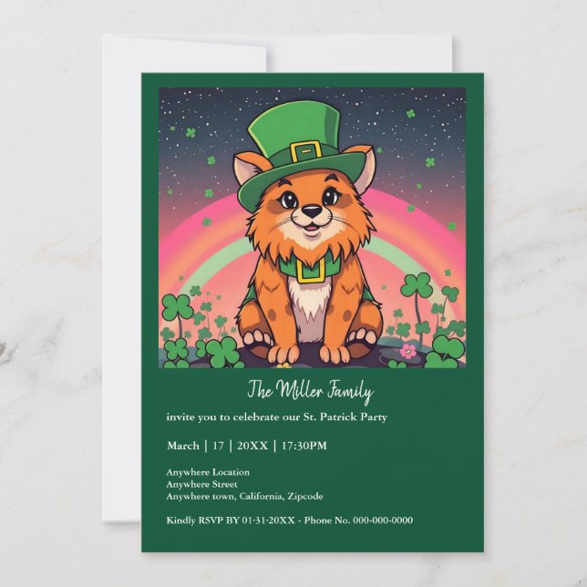 Lucky Animals in Disguise - St. Patrick's Day Roli Inbjudningar (Framsida)