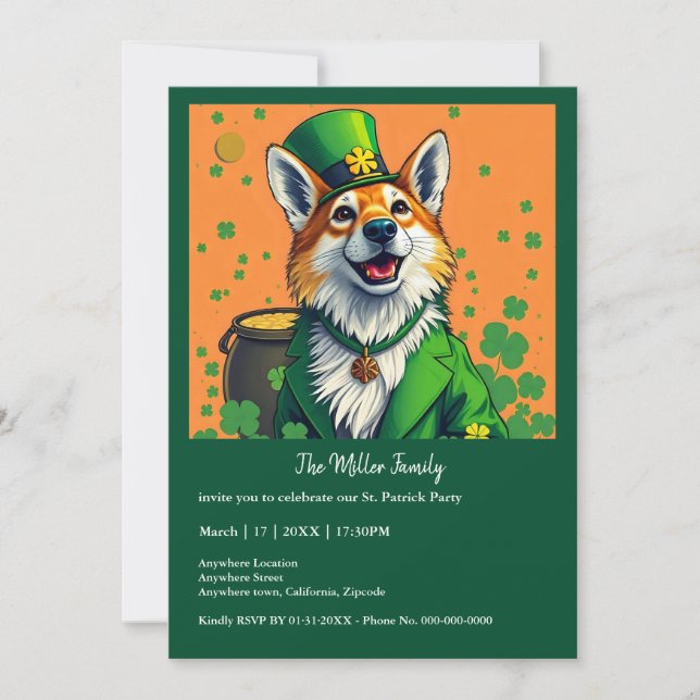 Lucky Animals in Disguise - St. Patrick's Day Roli Inbjudningar (Framsida)