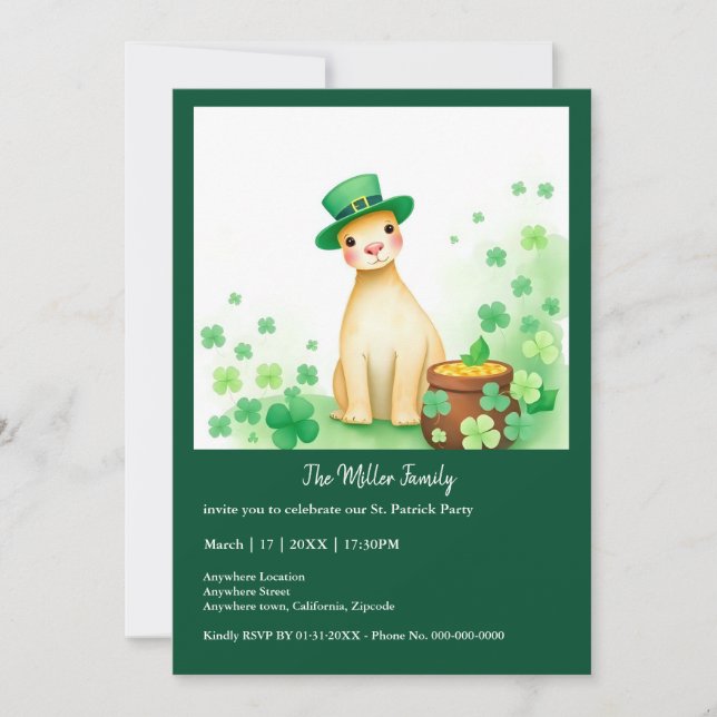 Lucky Animals in Disguise - St. Patrick's Day Roli Inbjudningar (Framsida)