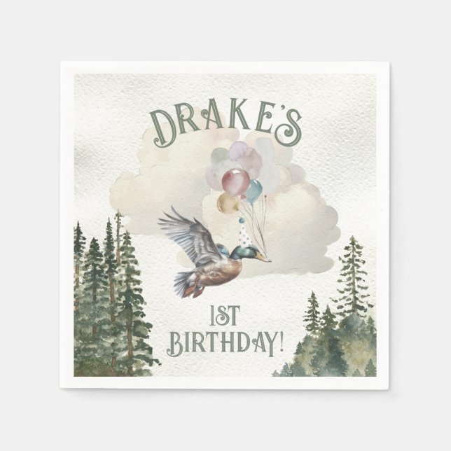 Lucky Anka 1:a födelsedagen Party Pappersservett (Framsidan)