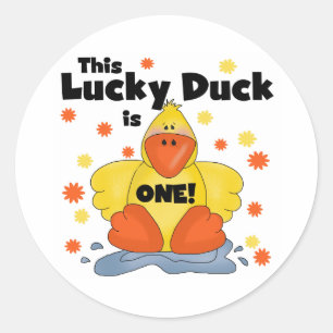 Lucky Anka 1:a födelsedagen T-shirts och presenter Runt Klistermärke