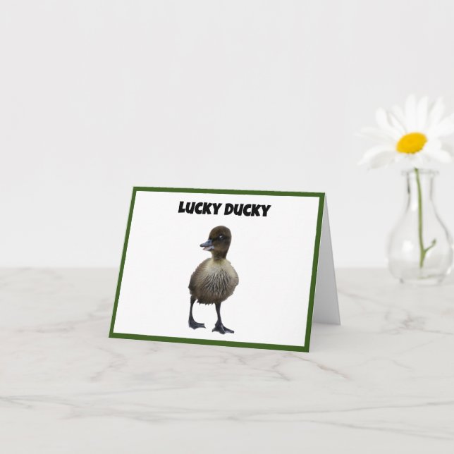 Lucky Anka Funny Cute Duckling Bird Photo Art Kort (Liten växt)