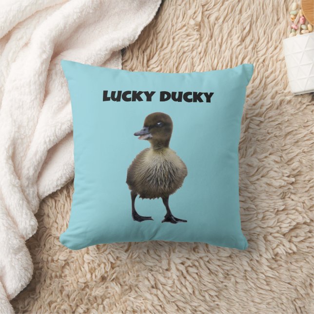 Lucky Anka Funny Cute Duckling Bird Photo Art Kudde (Filt)
