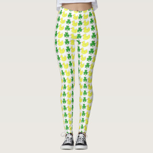 Lucky Anka Gult Rubber Ducky Grönt Shamrock Leggings