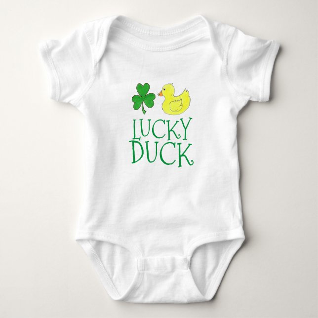 Lucky Anka Rubber Ducky Grönt Shamrock Klöver Tur T-shirt (Framsida)
