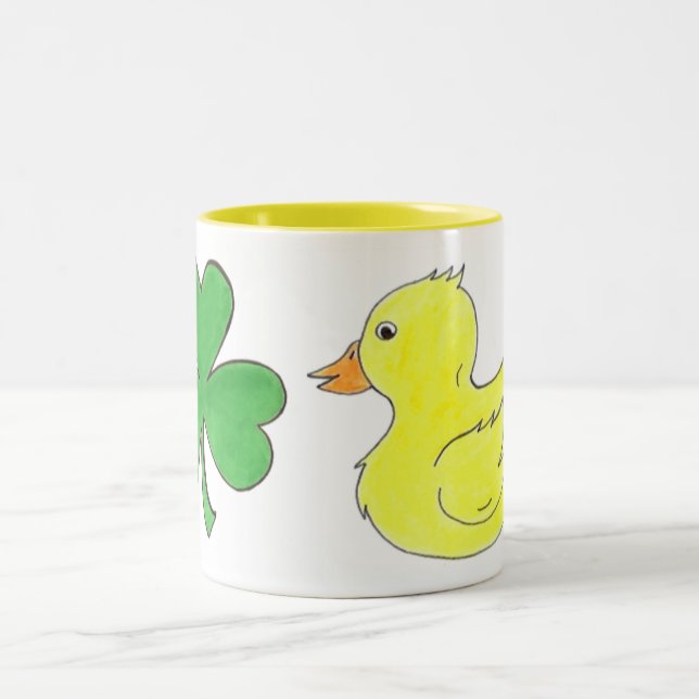 Lucky Anka Shamrock Ducky Saint patrick's day Två-Tonad Mugg (Center)