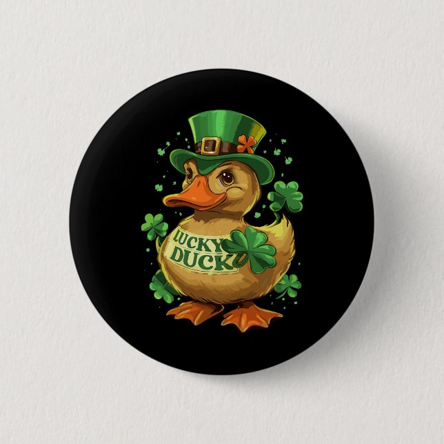 Lucky Anka Shamrock Funny St patricks day Waterfow Knapp (Framsida)