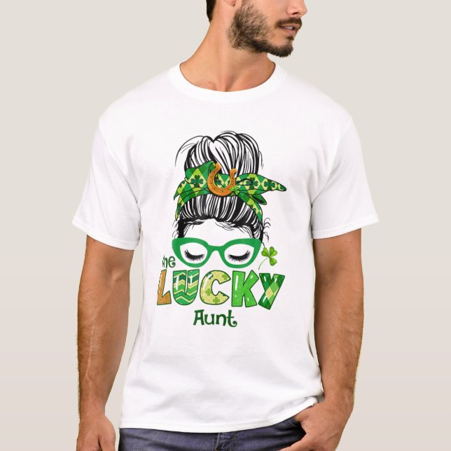 Lucky Aunt Messy Bun St T Shirt (Framsida)