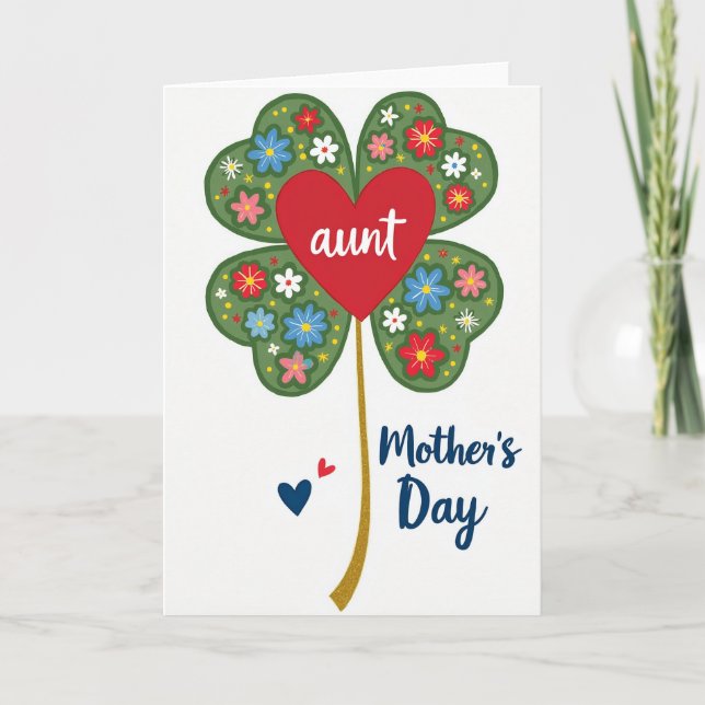 Lucky Aunt Mothers Day Card Kort (Framsida)