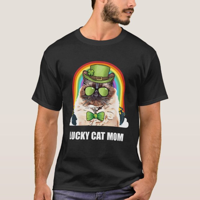 Lucky Balinese Javanese Cat Mom St Patricks Day T Shirt (Framsida)