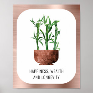 Lucky Bamboo Happity Wealth Longevity Ro Guld Poster