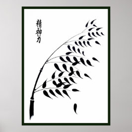 Lucky Bamboo skriver japanska Kanji Andlig Streng Poster