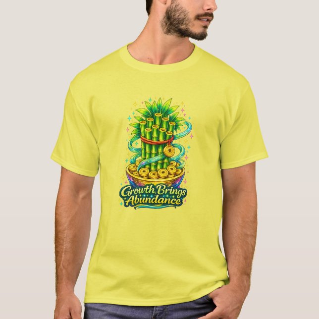 Lucky Bamboo Tillväxt T-Shirt Prosperity Energy Pr (Framsida)