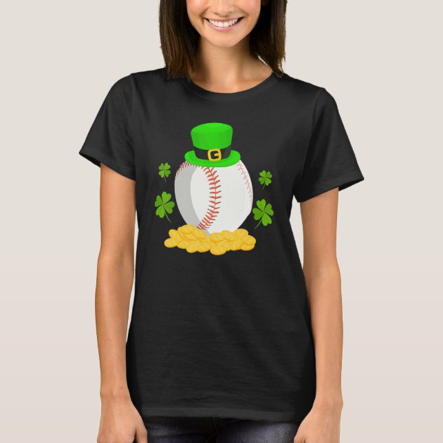 Lucky Baseball Leprechaun Hat Pile Golden Coins Ir T Shirt (Framsida)