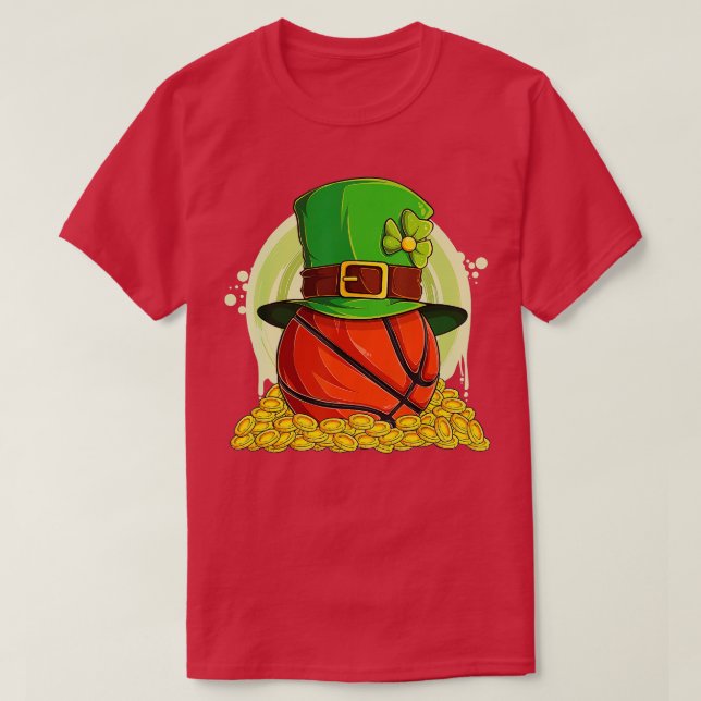 Lucky Basketball Leprechaun Hat Pile Golden Mynt T Shirt (Design framsida)