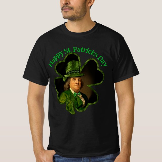 Lucky Ben Franklin St. Patrick's Day T Shirt (Framsida)