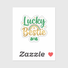 Lucky Bestie Cute Pink Green Typography St Patrick Klistermärken