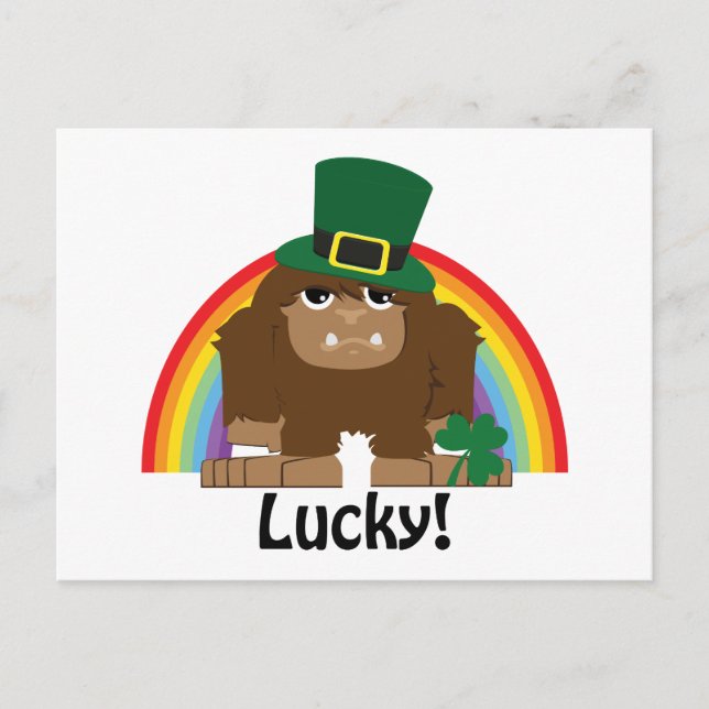 Lucky Bigfoot Leprechaun Vykort (Framsida)