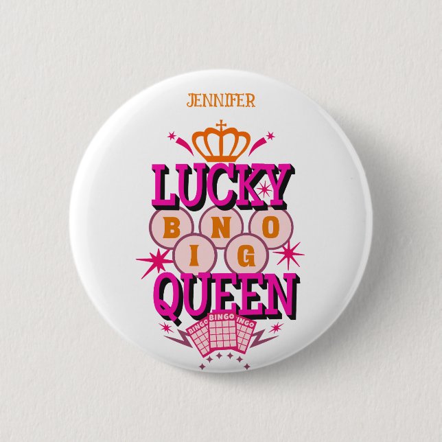 Lucky Bingo Queen /editable namn Knapp (Framsida)