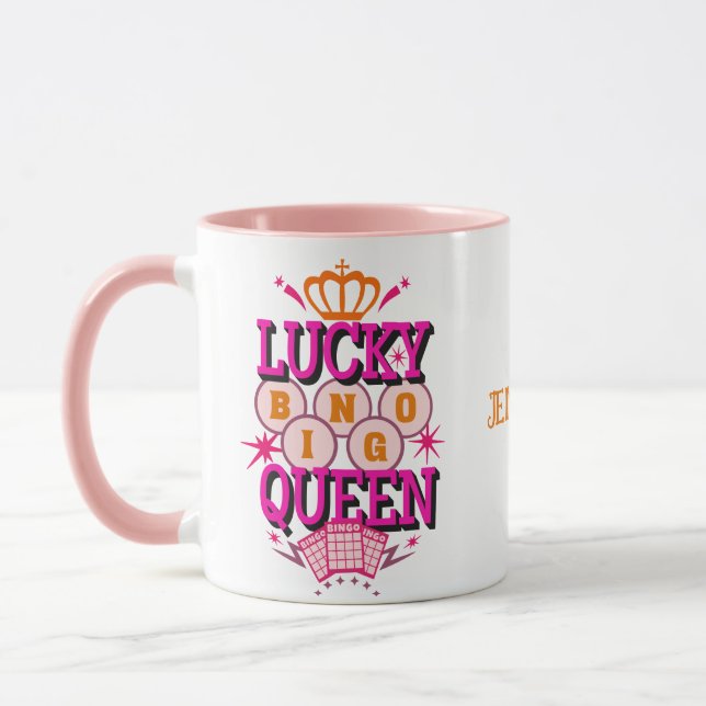 Lucky Bingo Queen /editable namn Mugg (Vänster)