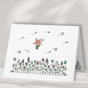 Lucky Bird i Wildblommor Blank Tack Kort