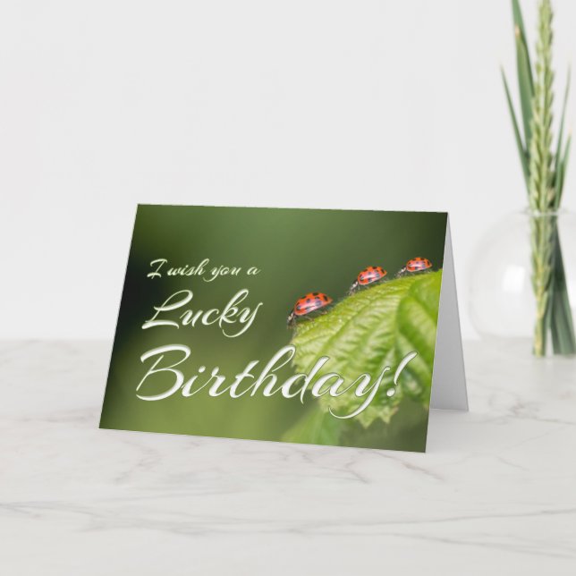Lucky Birthday med lite ladybug! Kort (Framsida)