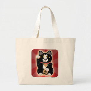 Lucky Black and White Cat Jumbo Tygkasse