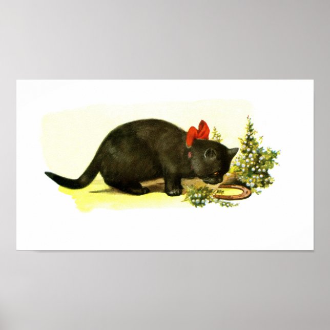 Lucky Black cat animal art Poster (Framsidan)