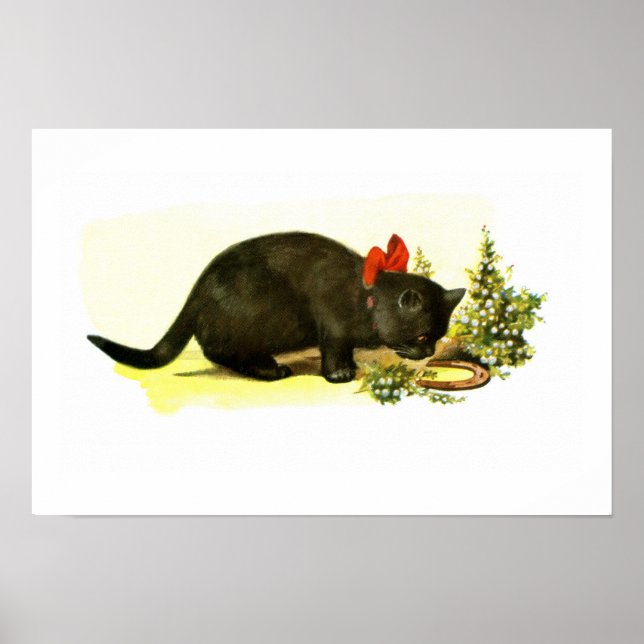 Lucky Black cat animal art Poster (Framsidan)